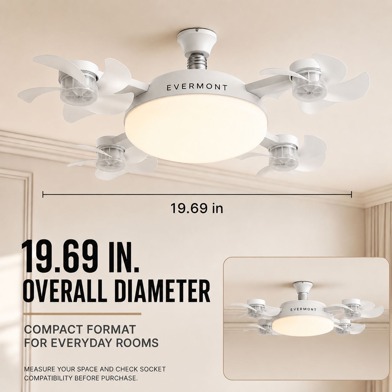 Evermont- 2-in-1 Whisper Breeze Ceiling Fan Light