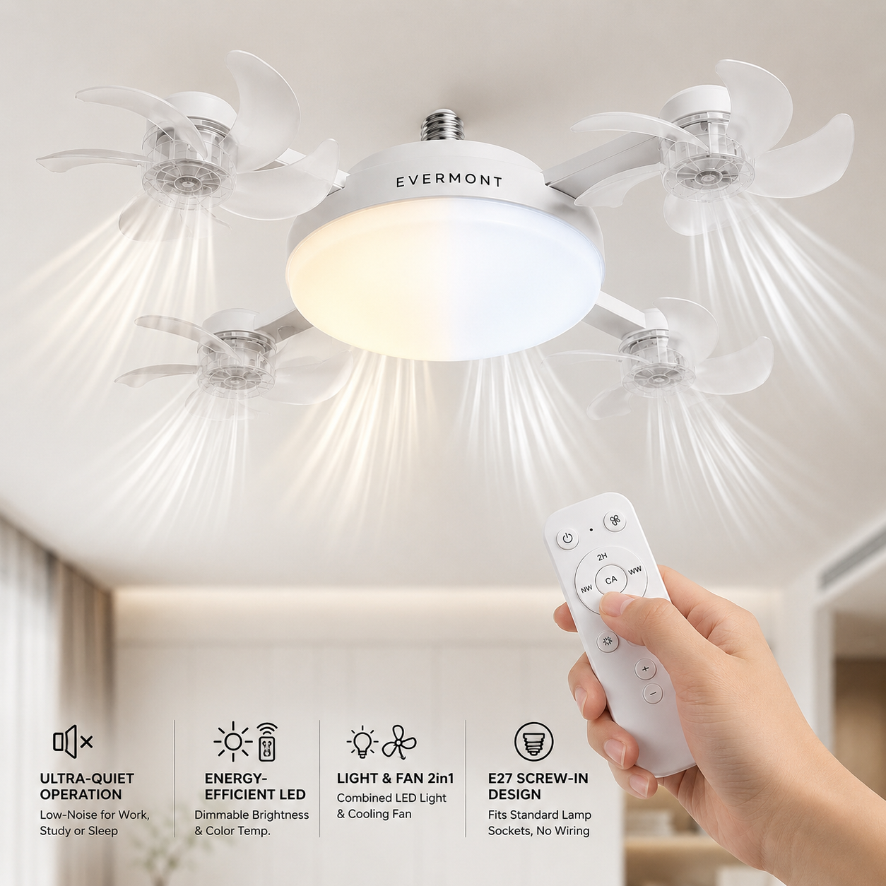 Evermont- 2-in-1 Whisper Breeze Ceiling Fan Light